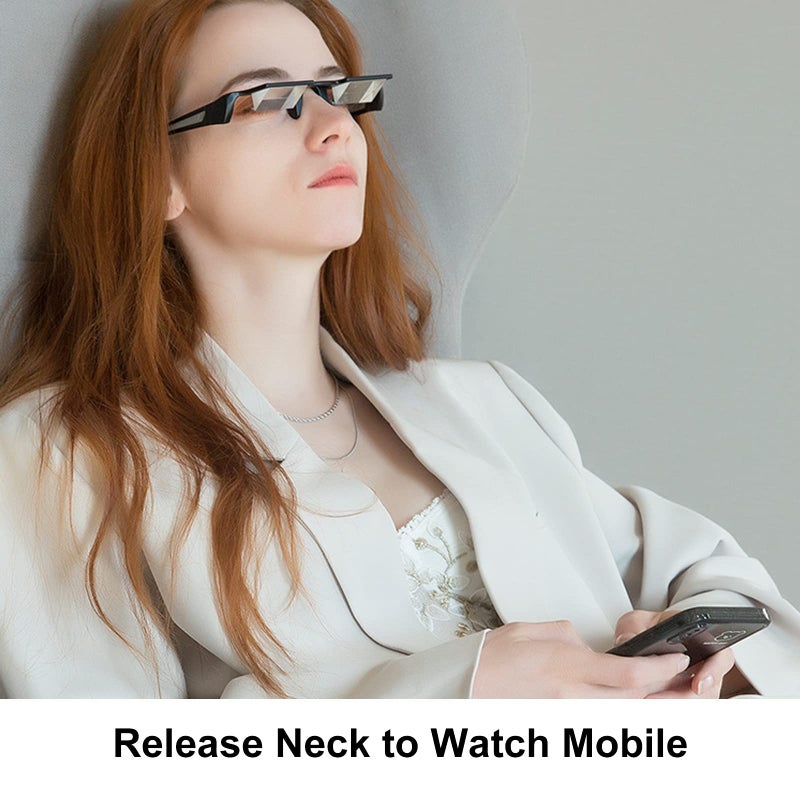 okcsc New Upgraded Reading Glasses Lying Down Bed Light Periscope Glasses for Reading Watching TV Glasses 90°Angle Prism Glasses Release Neck While Watching Reading Playing Mobile Unisex Lazy Glasses - Image 2