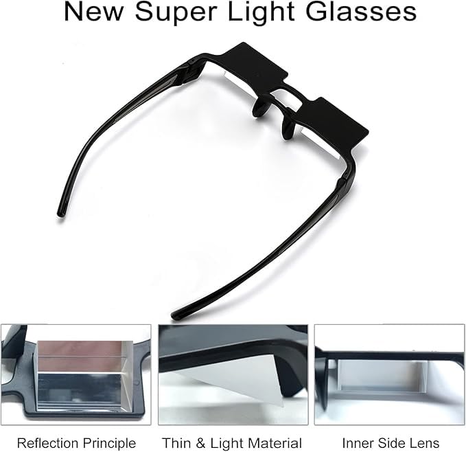 okcsc New Upgraded Reading Glasses Lying Down Bed Light Periscope Glasses for Reading Watching TV Glasses 90°Angle Prism Glasses Release Neck While Watching Reading Playing Mobile Unisex Lazy Glasses - Image 4