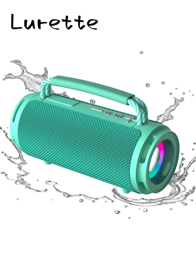 Portable Wireless Bluetooth Speaker with HD Sound, Bluetooth 5.4, 15W Dual Speaker, 16H Playtime, IPX7 Waterproof and Drop-Proof, TWS Pairing, for Outdoor/Home/Party/Beach (Round) - Green - Image 1