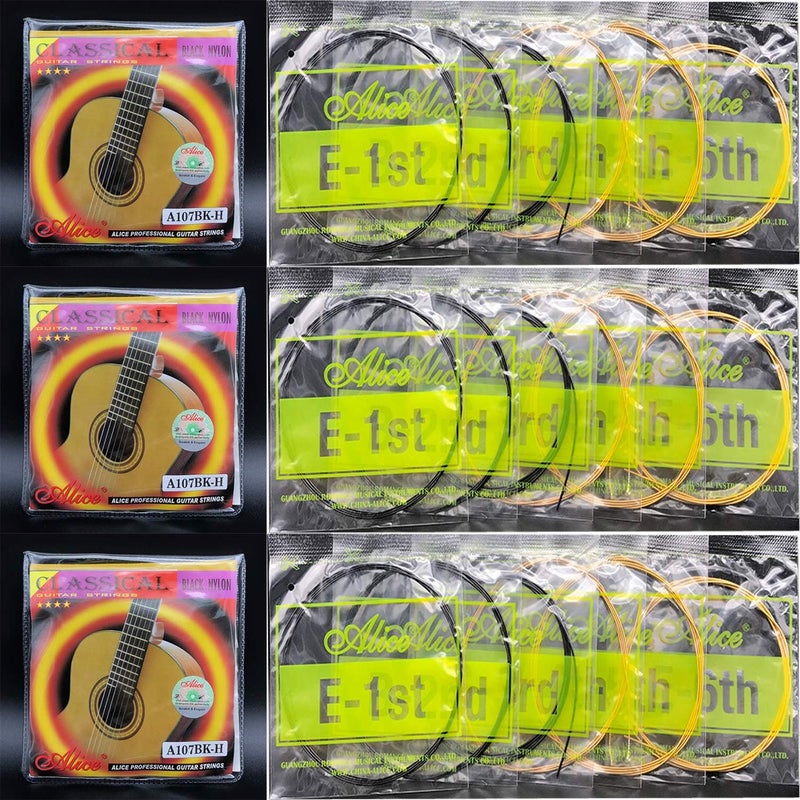 Alice 3 Sets A107BK-H Black Nylon Gold Plated Coated Copper Alloy Winding Classical Guitar Strings Hard Tension (.0285 .0325 .041 .030 .036 .044) - Image 2