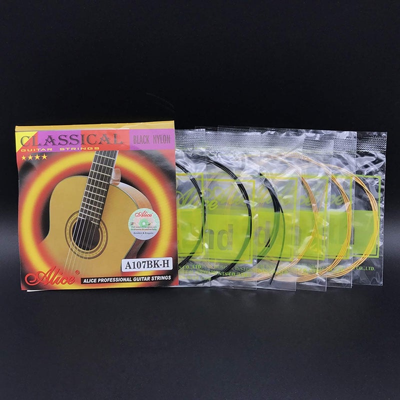 Alice 3 Sets A107BK-H Black Nylon Gold Plated Coated Copper Alloy Winding Classical Guitar Strings Hard Tension (.0285 .0325 .041 .030 .036 .044) - Image 3