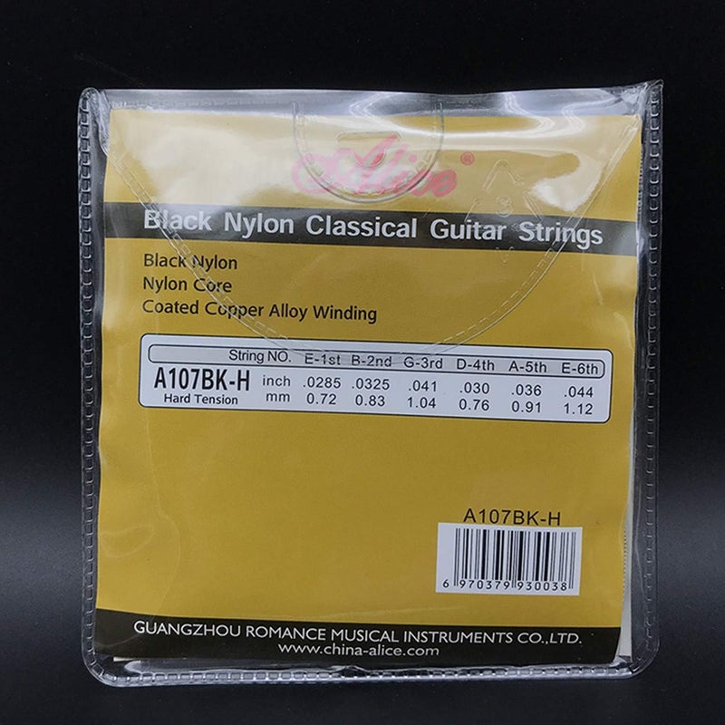Alice 3 Sets A107BK-H Black Nylon Gold Plated Coated Copper Alloy Winding Classical Guitar Strings Hard Tension (.0285 .0325 .041 .030 .036 .044) - Image 5
