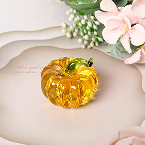 LONGWIN Mini Crystal Pumpkin Collectible Figurines Glass Paperweight Tabletop Decorative Ornaments for Fall Harvest Thanksgiving Halloween Home Decor Gold - Image 2