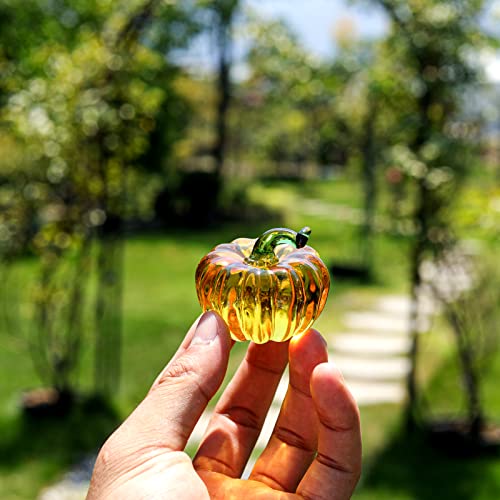 LONGWIN Mini Crystal Pumpkin Collectible Figurines Glass Paperweight Tabletop Decorative Ornaments for Fall Harvest Thanksgiving Halloween Home Decor Gold - Image 3