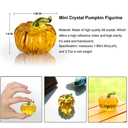 LONGWIN Mini Crystal Pumpkin Collectible Figurines Glass Paperweight Tabletop Decorative Ornaments for Fall Harvest Thanksgiving Halloween Home Decor Gold - Image 5