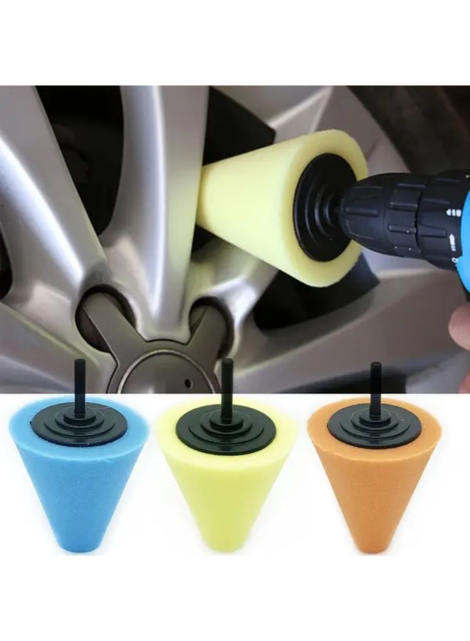 Car Wheel Polishing Sponge Cone Brush Set 3pcs For Car Detailing Wax Applicator Scratch Removal And Home Car Care Tool - Image 1