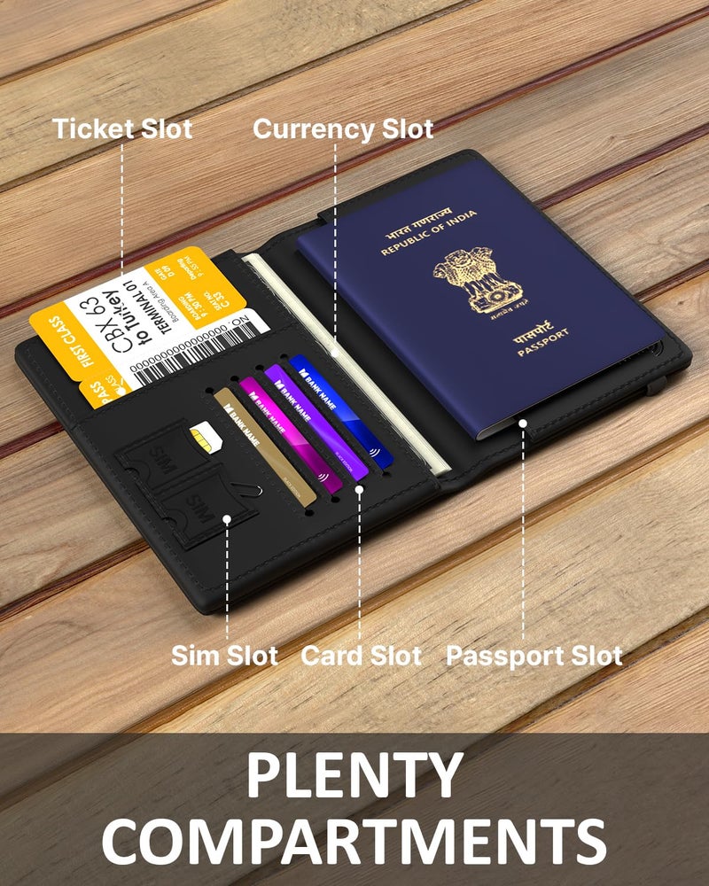FEDUS Faux Leather Premium Passport Holder for Men and Women Passport Cover Case Wallet with Credit/Debit Card, Id Card, RFID Protected Travel Document Accessories Organiser. - Image 3