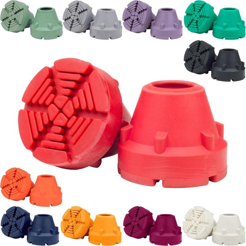 SureTip RED Crutch Tips & Cane Tip (Pair of 2) – 1 Size Fits All 3/4" 7/8” Inch - Extreme Grip Heavy Duty Universal Sizing Crutches Shafts Longest Lasting High Performance Rubber Non-Slip - Image 1