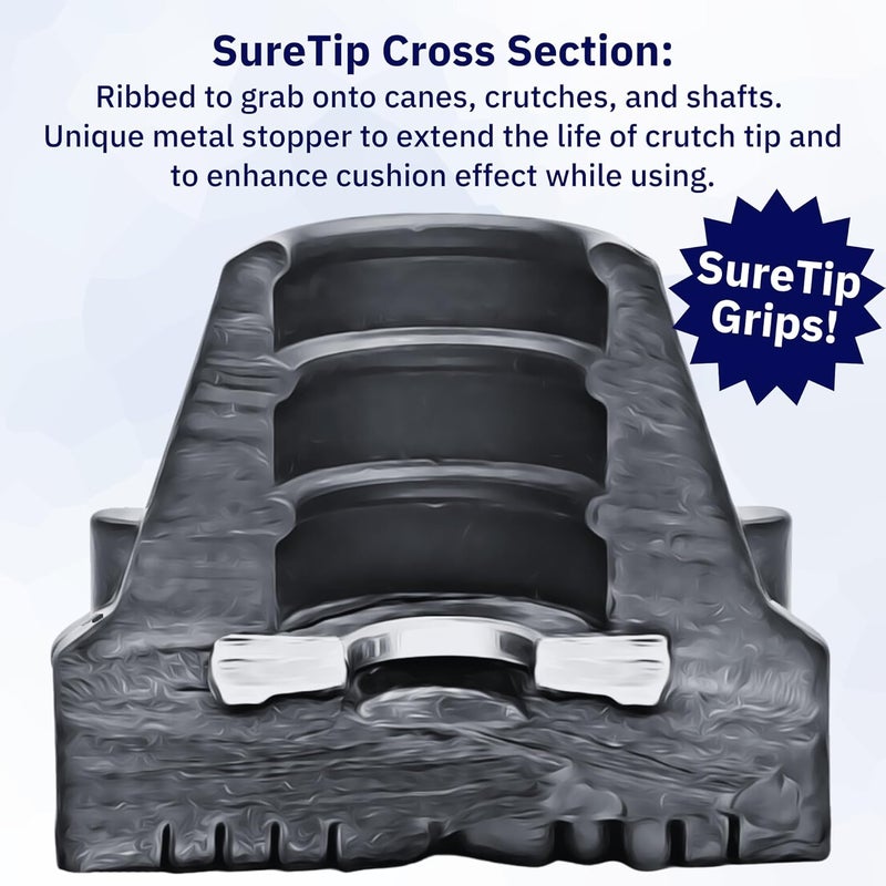 SureTip RED Crutch Tips & Cane Tip (Pair of 2) – 1 Size Fits All 3/4" 7/8” Inch - Extreme Grip Heavy Duty Universal Sizing Crutches Shafts Longest Lasting High Performance Rubber Non-Slip - Image 2