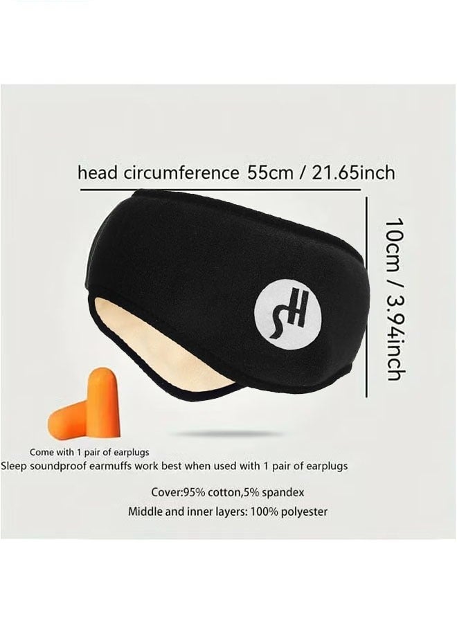 Generic Cotton Sleep Mask  with Soundproof Ear Covers & Earplugs Set - Adjustable Comfortable Sleeping Eye Mask for Uninterrupted Rest, Noise Reduction Ear Protection, Essential Travel Accessory (Black)  - Image 3
