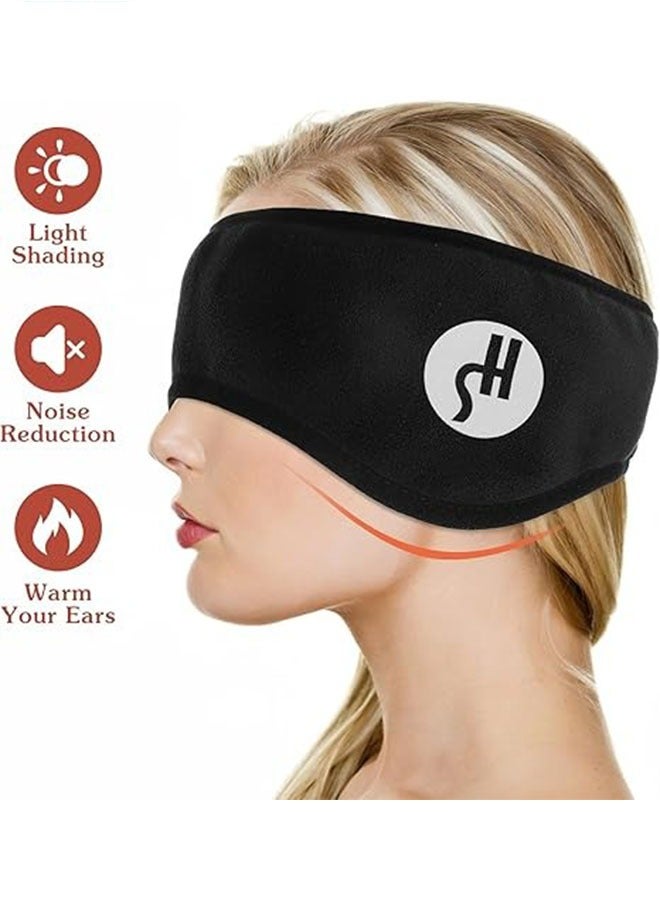 Generic Cotton Sleep Mask  with Soundproof Ear Covers & Earplugs Set - Adjustable Comfortable Sleeping Eye Mask for Uninterrupted Rest, Noise Reduction Ear Protection, Essential Travel Accessory (Black)  - Image 4