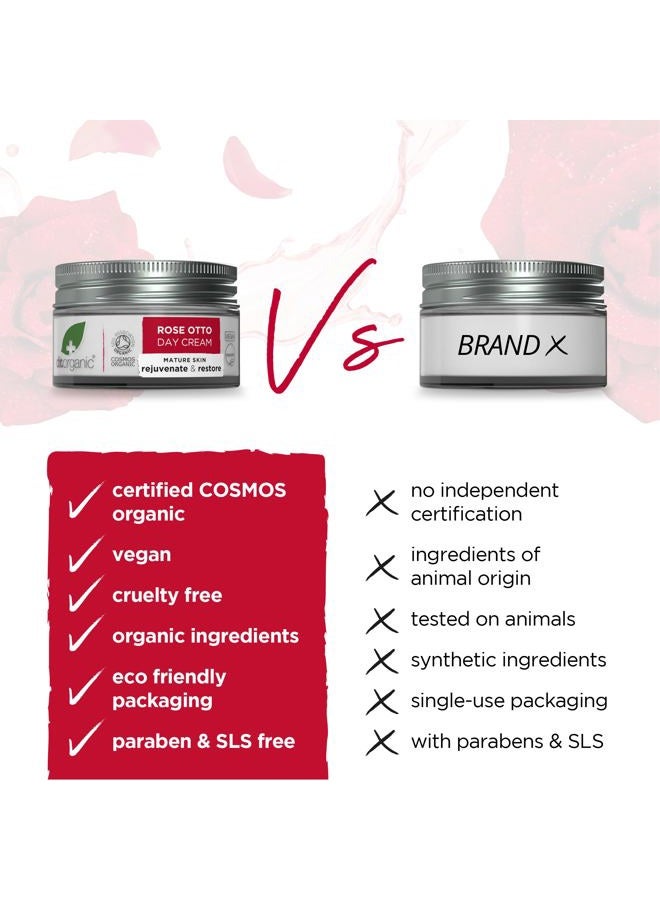 dr.organic Rose Otto Day Cream | Hydrates and Rejuvenates, Supports Healthy-Aging, Natural, Certified Organic, Paraben & SLS-Free, 50 mL / 1.7 fl oz - Image 2