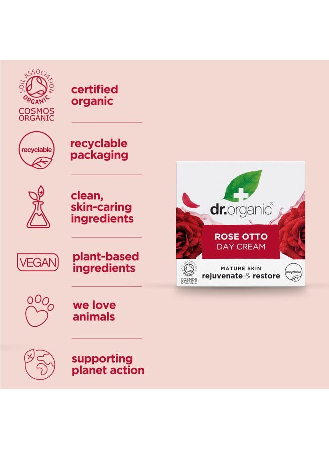 dr.organic Rose Otto Day Cream | Hydrates and Rejuvenates, Supports Healthy-Aging, Natural, Certified Organic, Paraben & SLS-Free, 50 mL / 1.7 fl oz - Image 3
