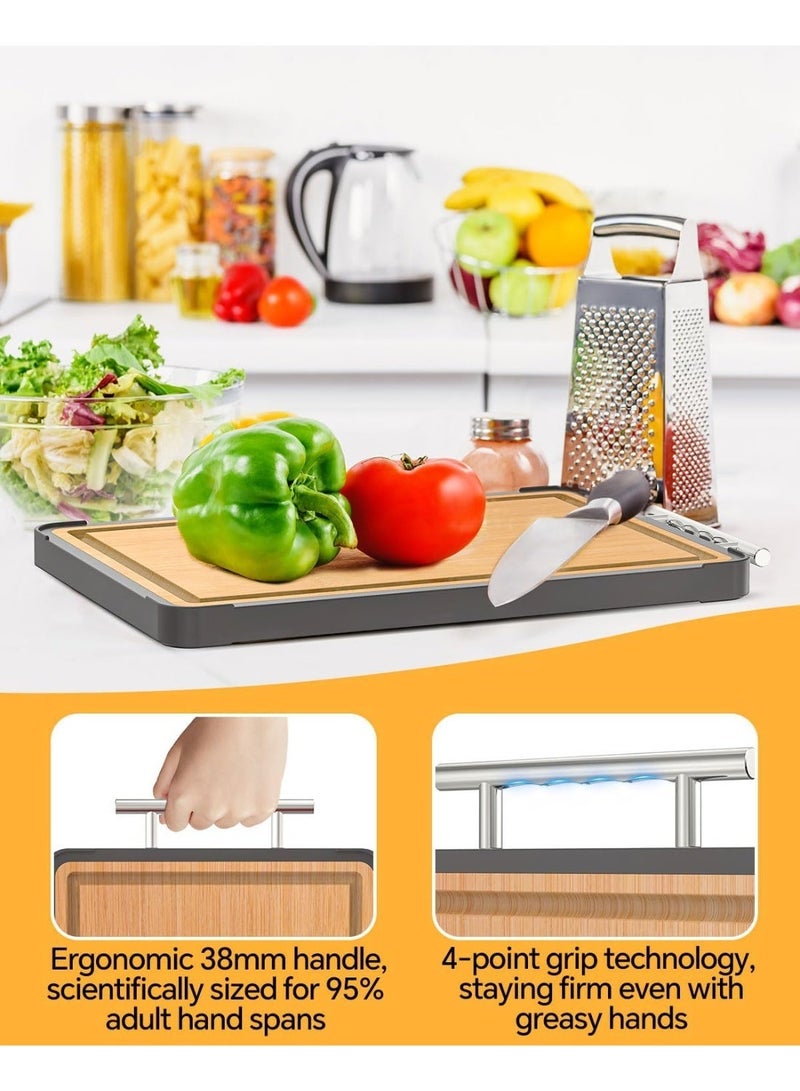 Bukela Double Sided Kitchen Cutting Board Pure Titanium Alloy & Natural Bamboo Food Grade Chopping Board, Non-Stick Wear Resistant Easy Clean - Image 4