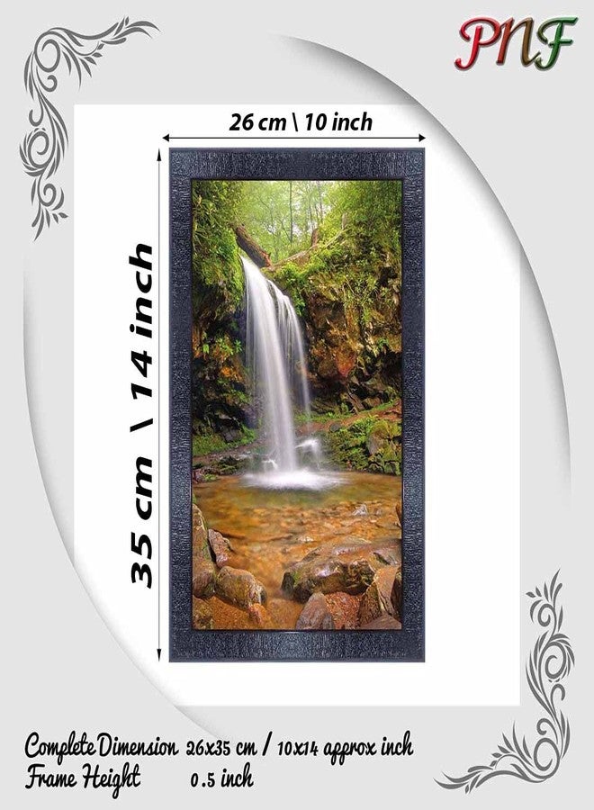 pnf Poster And Frames Vastu Waterfall Landscape Scenery Wooden Photo Frame With Acrylic Sheet | Living Room, Bedroom | Home Decoration | Best Gifting Option (10x14inch Multicolour,Synthetic) 1706 - Image 2
