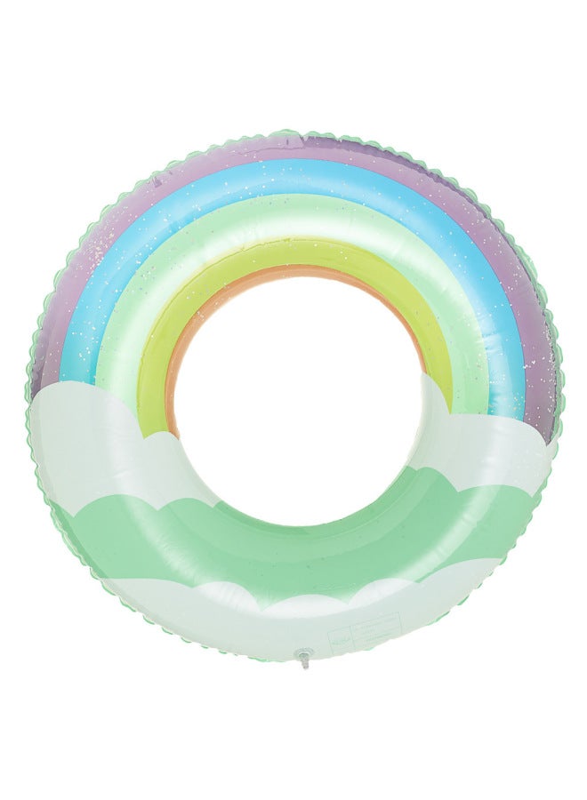 Generic Thickened Fashion Lucky Bubble Swimming Ring With Handle Inflatable Adult Swimming Ring Beginner Underarm Ring-Outer Diameter After Inflation:70# Suitable For 5-9 Years Old-Inside Diameter After Inflation:Elegant Cloud Swimming Ring  - Image 1