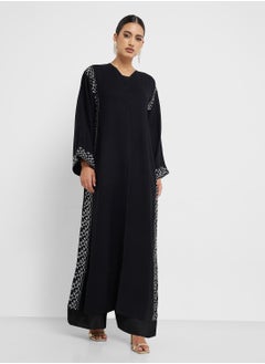 hayas closet Embroidered Flared Sleeve Abaya  - Image 5
