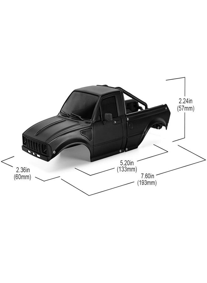 AMK SCX24 Body, 1/24 Pickup Hard Body Shell with Bed Rack, RC Truck Body for Axial SCX24 C10 Bronco Wrangler Base Camp 4Runner, Scale RC Crawler Accessories (Black) - Image 2