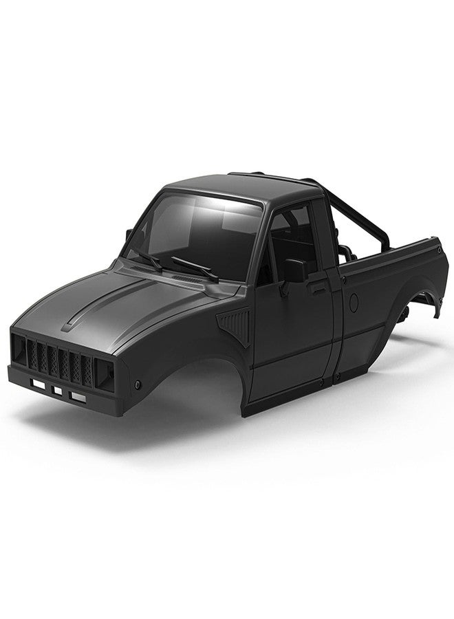 AMK SCX24 Body, 1/24 Pickup Hard Body Shell with Bed Rack, RC Truck Body for Axial SCX24 C10 Bronco Wrangler Base Camp 4Runner, Scale RC Crawler Accessories (Black) - Image 1