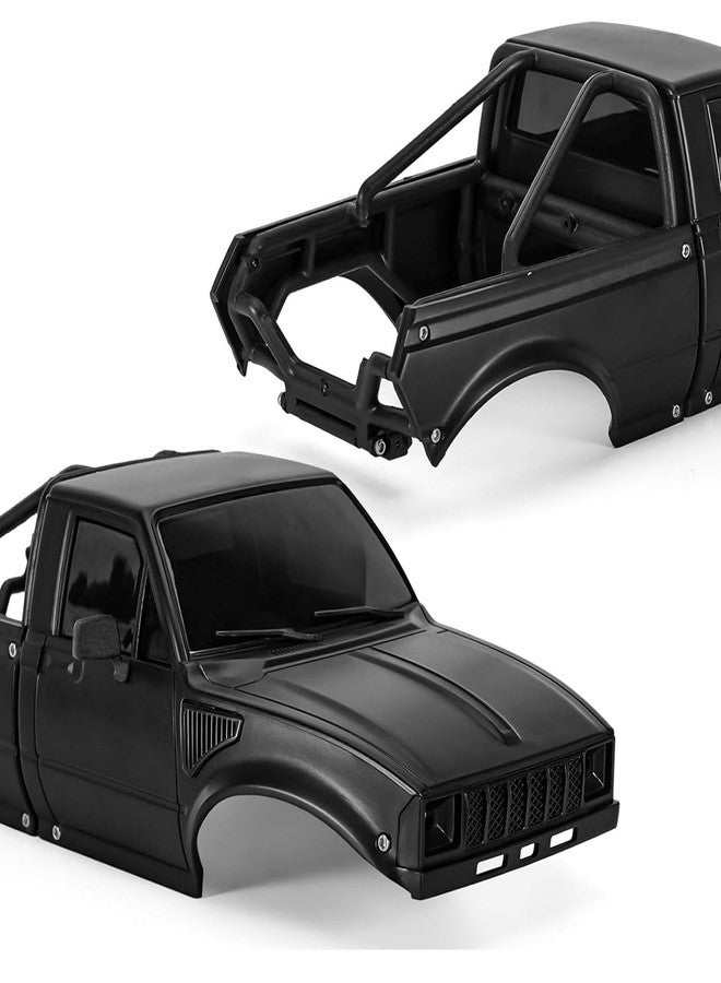 AMK SCX24 Body, 1/24 Pickup Hard Body Shell with Bed Rack, RC Truck Body for Axial SCX24 C10 Bronco Wrangler Base Camp 4Runner, Scale RC Crawler Accessories (Black) - Image 3