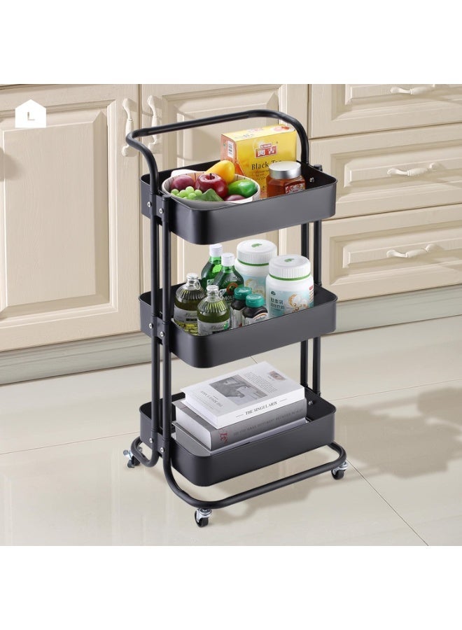 Multi-purpose trolley with swivel wheels and a comfortable handle - for storage and versatile use in the kitchen, bathroom, and living room.