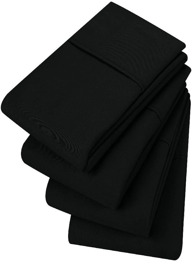 Utopia Bedding Utopia Bedding Queen Pillowcases - 4 Pack - Envelope Closure - Soft Brushed Microfiber Fabric - Shrinkage and Fade Resistant Pillow Covers Standard Size 20 X 30 Inches (Queen, Black)  - Image 1