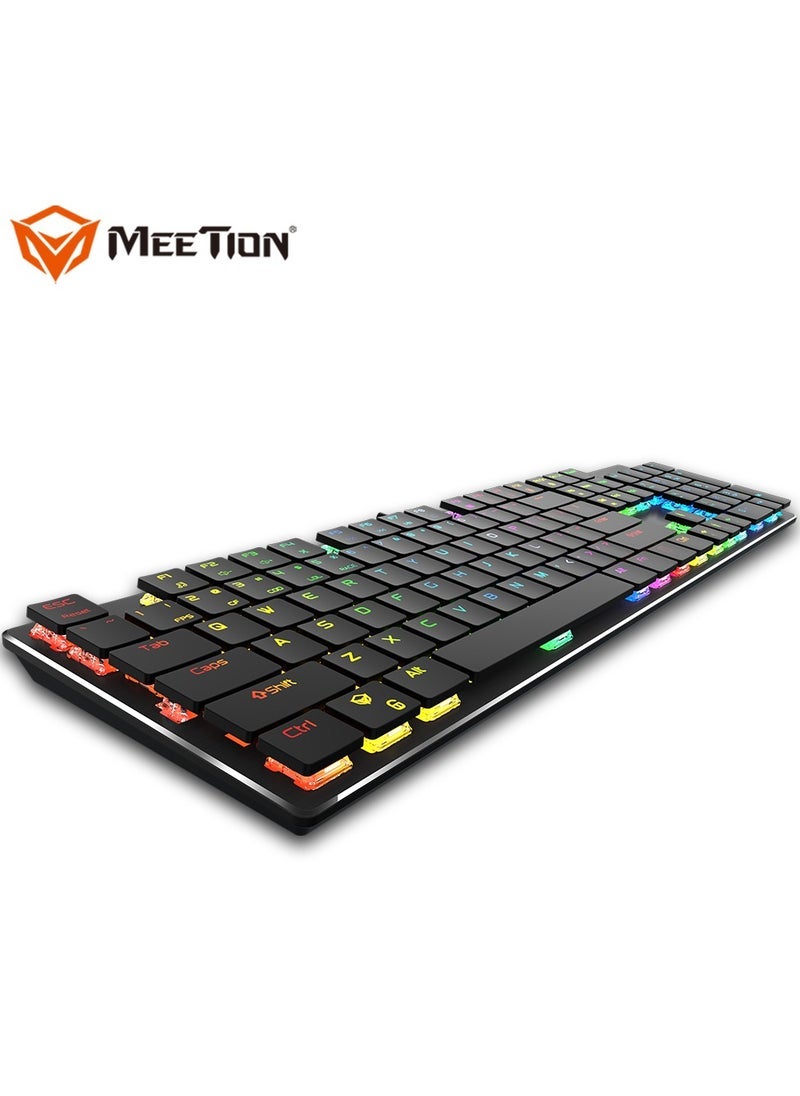Meetion MEETION MK80 Ultrathin Mechanical RGB Backlit Gaming Keyboard – Ergonomic Full-Key Layout with Blue Mechanical Switches, Chocolate Low-Profile Keycaps, Full Anti-Ghosting, Gold-Plated USB for Stable Connectivity, Slim & Stylish Design – Black  - Image 4