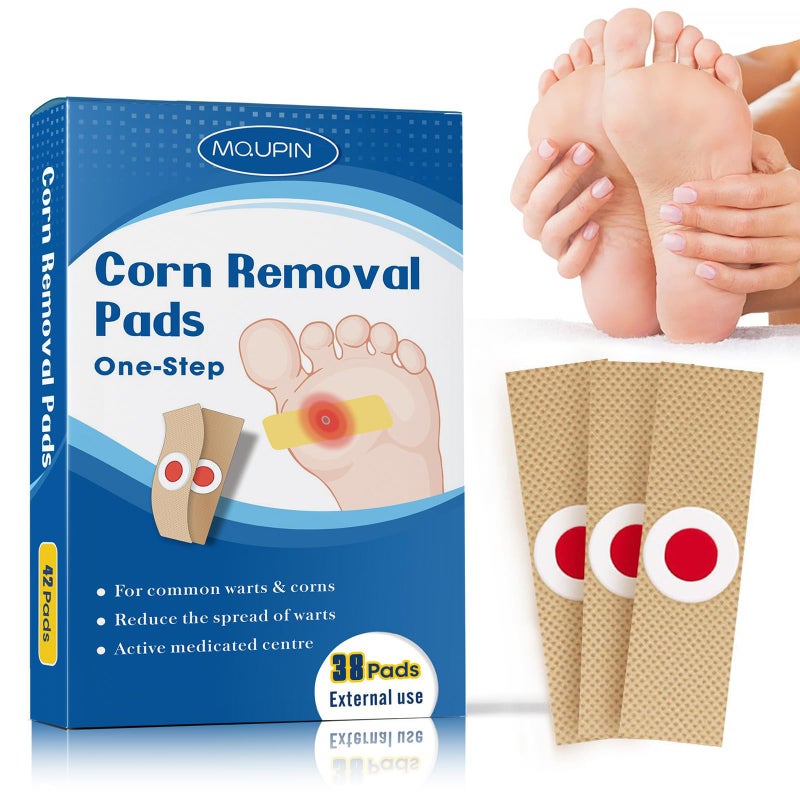 MQUPIN 38 Pcs Corn Removal Pads for Toe,Extra Strength Corn & Callus Remover for Feet & Toes for Adult and Elderly Nurses Hikers and Athletes Men and Women - Image 1