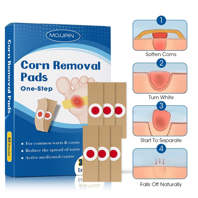 MQUPIN 38 Pcs Corn Removal Pads for Toe,Extra Strength Corn & Callus Remover for Feet & Toes for Adult and Elderly Nurses Hikers and Athletes Men and Women - Image 2