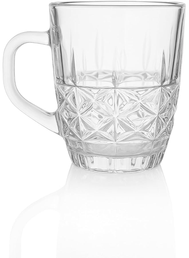 صقوير طقم أكواب شاي زجاجية بمقبض، 6 قطع، سعة 235 مل | 6 أكواب قهوة زجاجية شفافة، مصنوعة من زجاج عالي الجودة | أنيقة ومتينة للغاية | مثالية للقهوة والشاي الأسود والأخضر واللاتيه والكابتشينو والشوكولاتة الساخنة - Image 5