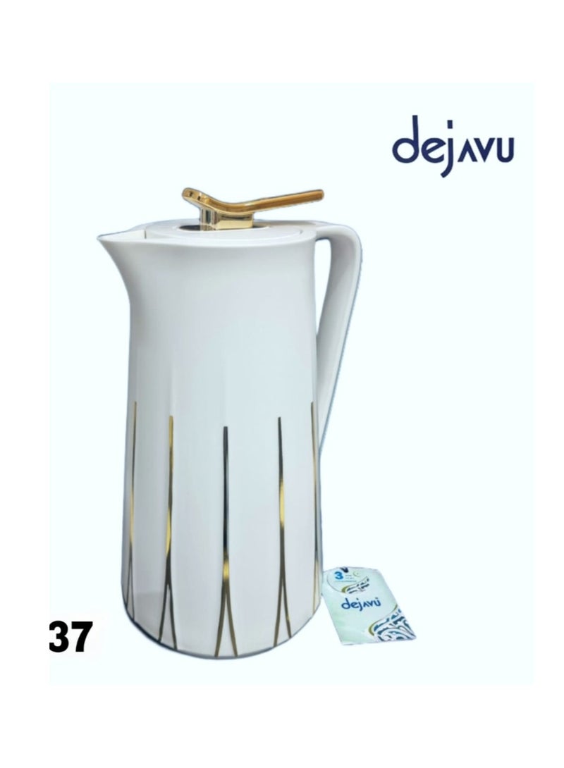 DejaVu Thermos for tea and coffee, white/gold, 1liter