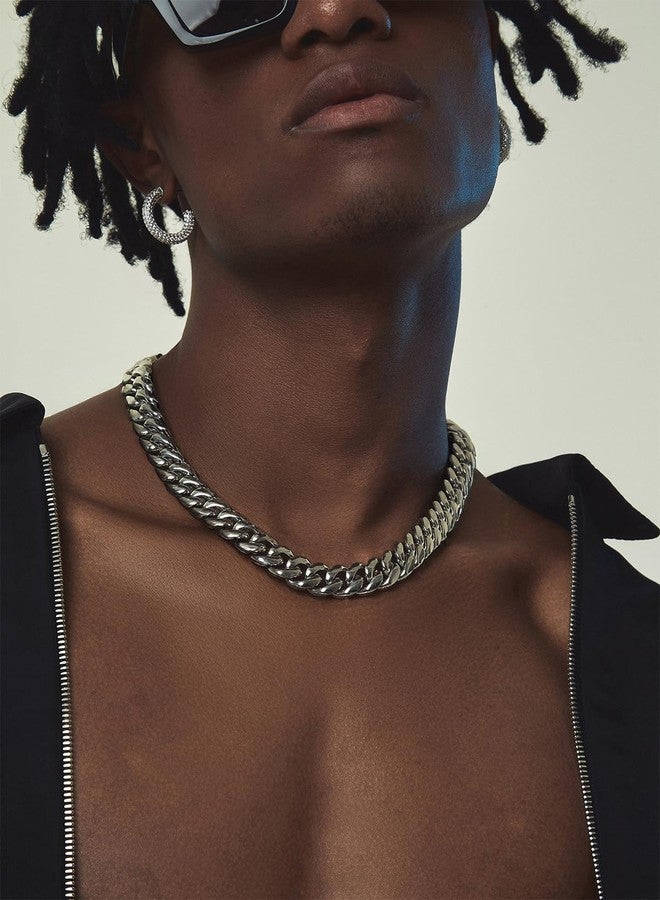 ChainsHouse Men's Thick Chain Necklace 22inches 14mm Stainless Steel Cuban Curb Link Necklace - Image 5