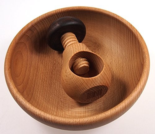 EFO Wooden Bowl  Nutcracker Set  The Nut Cracker Tool Crack Nuts Easy Screw Mechanism  Great Gift for Christmas and Kitchen Home Display
