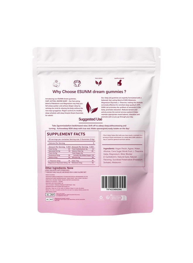 ESUNM ESUNM Deep Dream Sleep Gummies with 5mg Melatonin, Magnesium, Glycinate, L-Theanine for Sleep Support- Non-Habit Forming Sleep Supplement,60 Gummies, 30 Day Supply  - Image 3