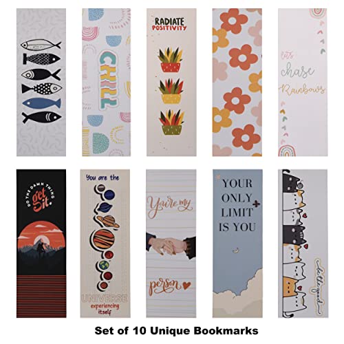 Papboo Designer Bookmarks Set of 10, Design- 3 - Specially Designed for Book, Artcard, Matte Finished,NO Repeat Designs, Multi-Color Bookmark (6 * 2 inches) - Image 2