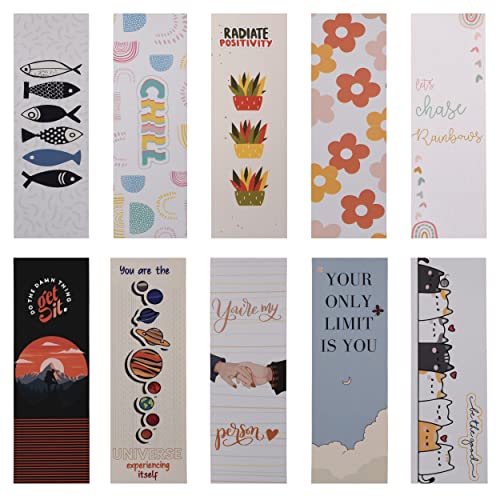 Papboo Designer Bookmarks Set of 10, Design- 3 - Specially Designed for Book, Artcard, Matte Finished,NO Repeat Designs, Multi-Color Bookmark (6 * 2 inches) - Image 1