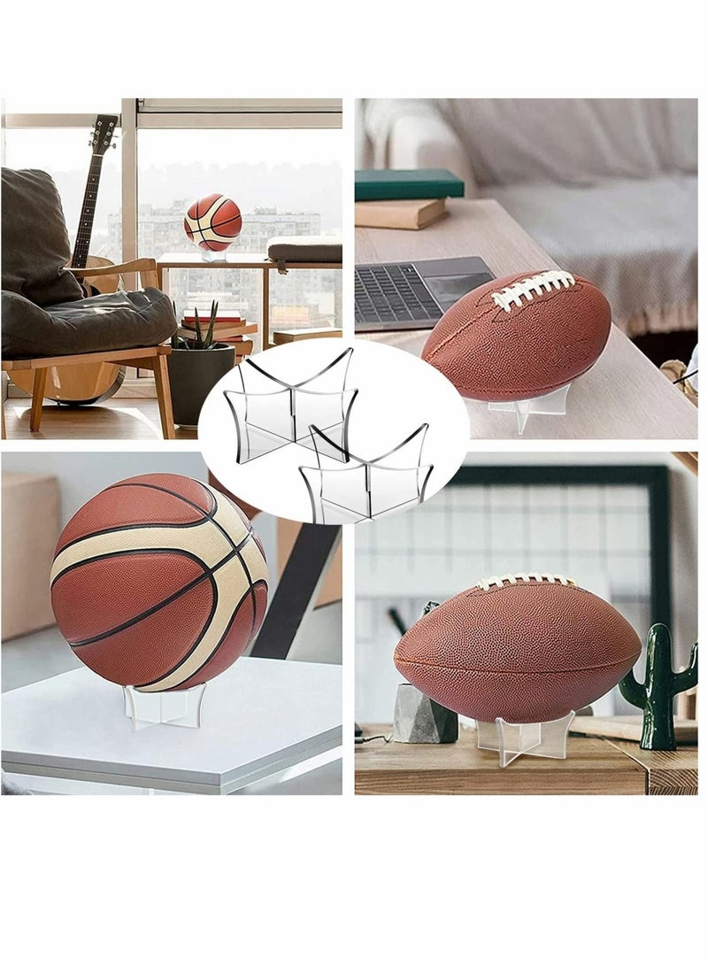 Captaintech 2 PCS Racks Football Display Stand, Acrylic Ball Display Stand Multi-function Ball Stand Holder Clear Basketball Stand for Soccer Football Basketball Volleyball Bowling Ball Holder for Display - Image 5
