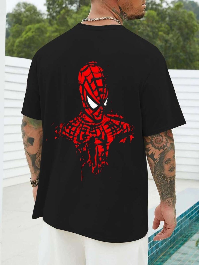 DIVIS Oversized Black Spider-Man Graphic T-Shirt for Men - Image 1