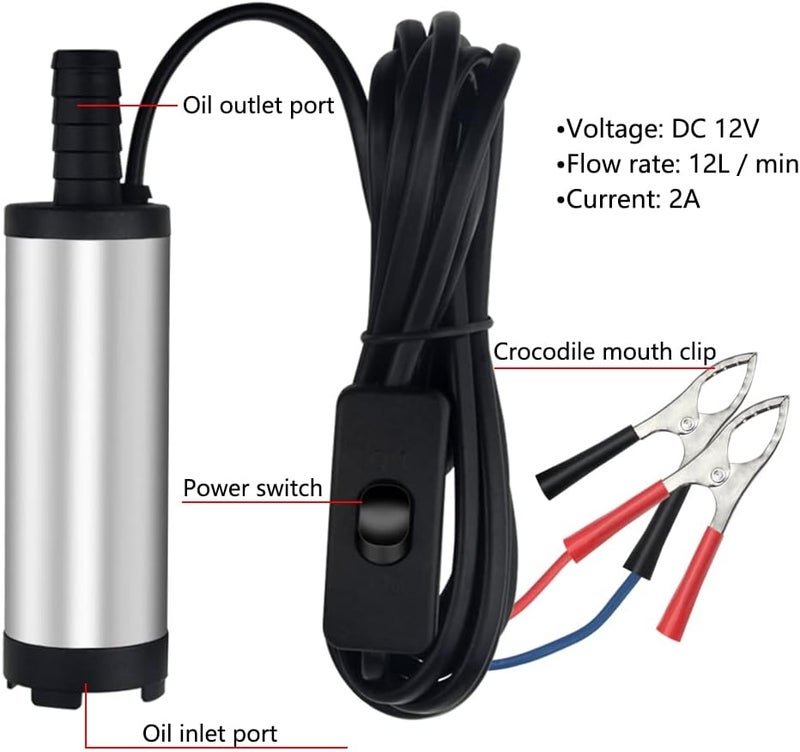 WMYCONGCONG 12V Stainless Steel Diesel Fuel Transfer Pump - Submersible Oil and Water Pump for Automotive, Farm, and Marina Use - Image 3