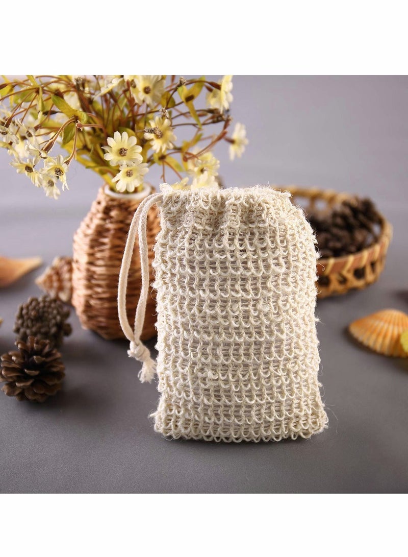 Excefore حقيبة صابون مقشرة، 20 قطعة حافظة صابون طبيعية من راميه حقيبة صابون مصنوعة يدوياً أكياس حفظ الصابون الشبكية مع سلك قابل للسحب لاستخدام الحمام والدش - Image 2