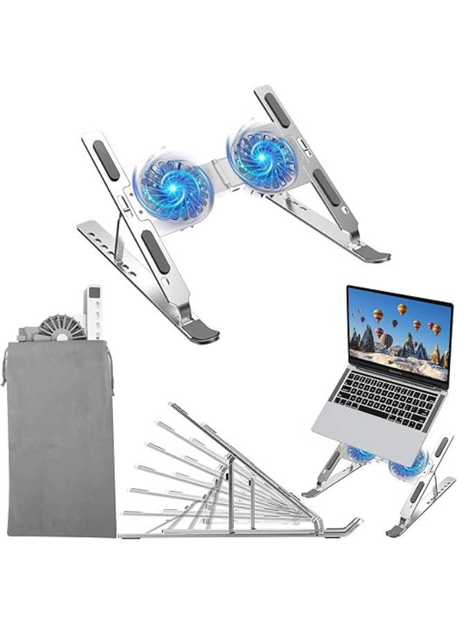 Aluminum Laptop Cooling Stand with External Fan – Adjustable Stand for Notebooks, MacBook Pro/Air, and 9-17 inch PCs - Image 1