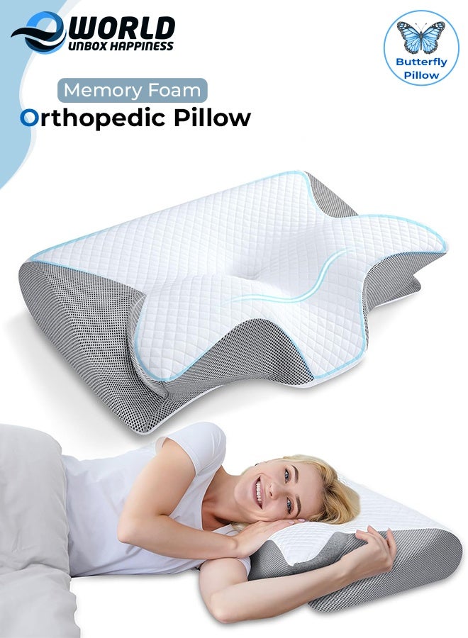 Eworld 2-in-1 Memory Foam Cervical Pillow, Orthopedic Contour Pillow for Neck Pain Relief, Ergonomic Support for Side, Back, and Stomach Sleepers  - Image 1