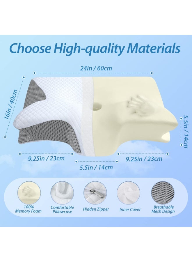 Eworld 2-in-1 Memory Foam Cervical Pillow, Orthopedic Contour Pillow for Neck Pain Relief, Ergonomic Support for Side, Back, and Stomach Sleepers  - Image 2
