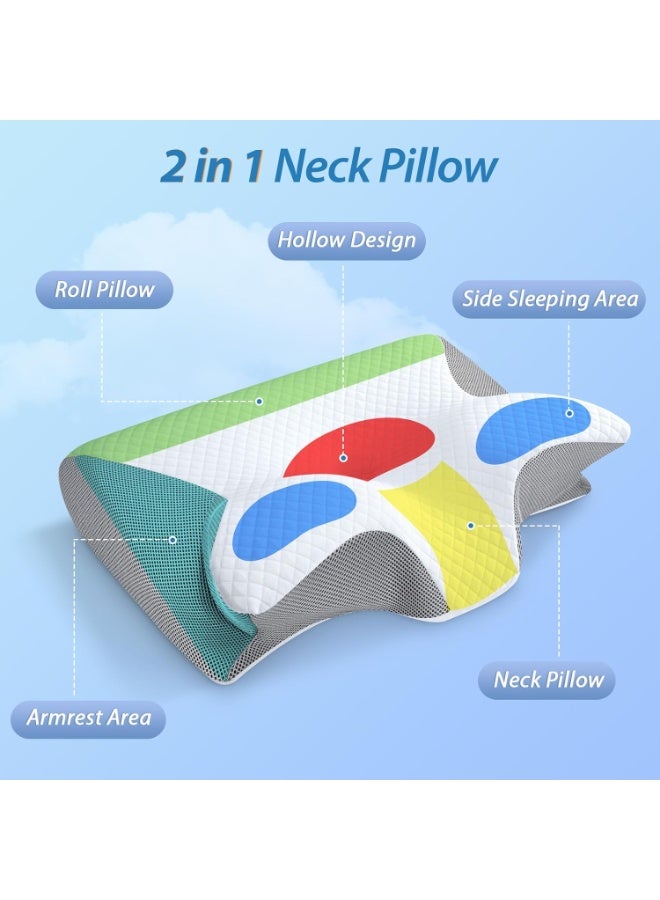 Eworld 2-in-1 Memory Foam Cervical Pillow, Orthopedic Contour Pillow for Neck Pain Relief, Ergonomic Support for Side, Back, and Stomach Sleepers  - Image 3