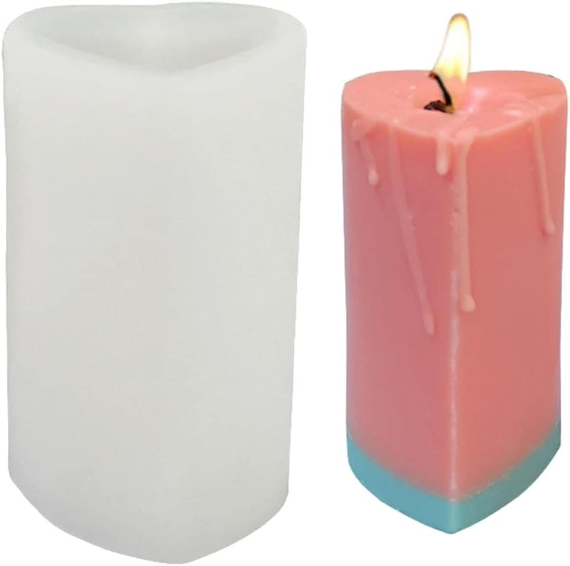 Shoppeecity 3D Heart Shape Candle Silicone Mold Love Cylinder Silicone Candle Mold Heart Cylinder Pillar Candle Molds for Candle Making Candle for DIY Handmade Chocolate Mousse Dessert Soap Cake Aromatherapy Resin Art Craft Making Home Party Decoration - Image 1