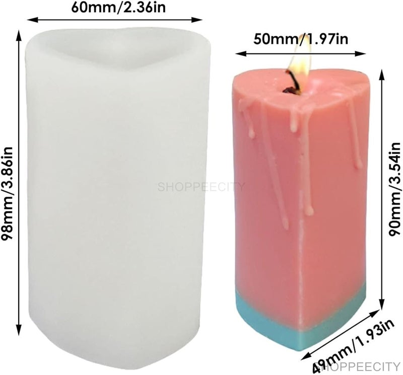 Shoppeecity 3D Heart Shape Candle Silicone Mold Love Cylinder Silicone Candle Mold Heart Cylinder Pillar Candle Molds for Candle Making Candle for DIY Handmade Chocolate Mousse Dessert Soap Cake Aromatherapy Resin Art Craft Making Home Party Decoration - Image 3