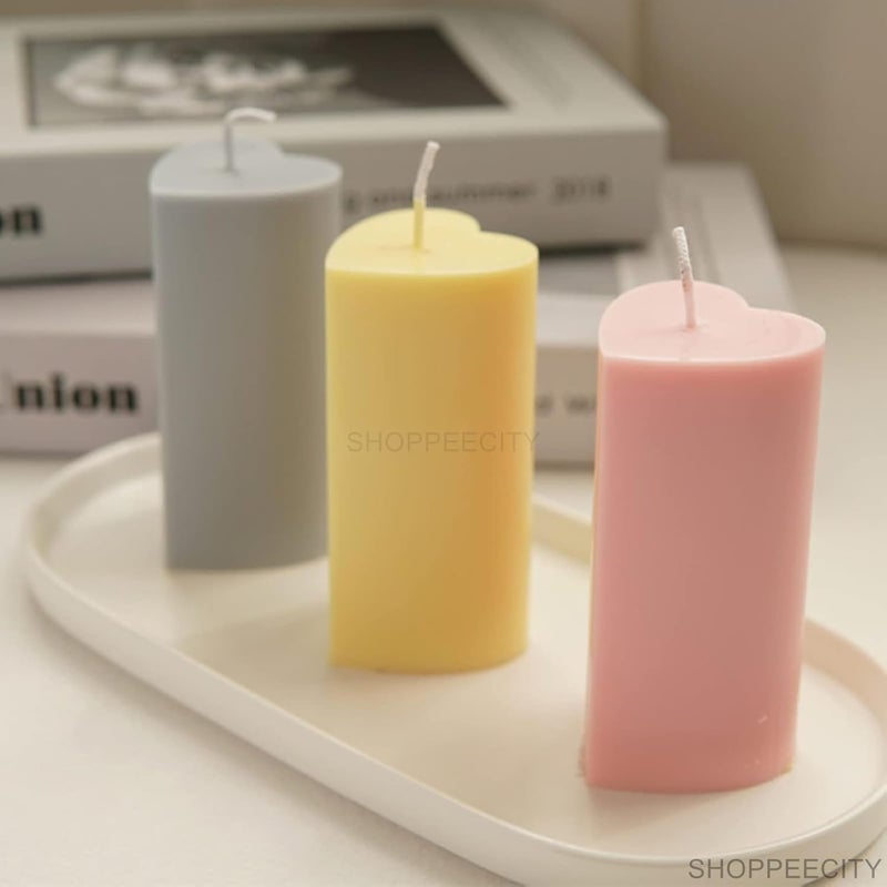 Shoppeecity 3D Heart Shape Candle Silicone Mold Love Cylinder Silicone Candle Mold Heart Cylinder Pillar Candle Molds for Candle Making Candle for DIY Handmade Chocolate Mousse Dessert Soap Cake Aromatherapy Resin Art Craft Making Home Party Decoration - Image 5