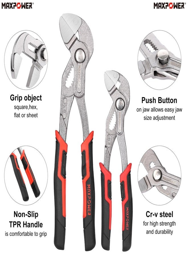 MAXPOWER Pliers Wrench, 7”&10” Pliers Wrench Set with Smooth Jaws, Soft Grip Rubber Handles - Image 5