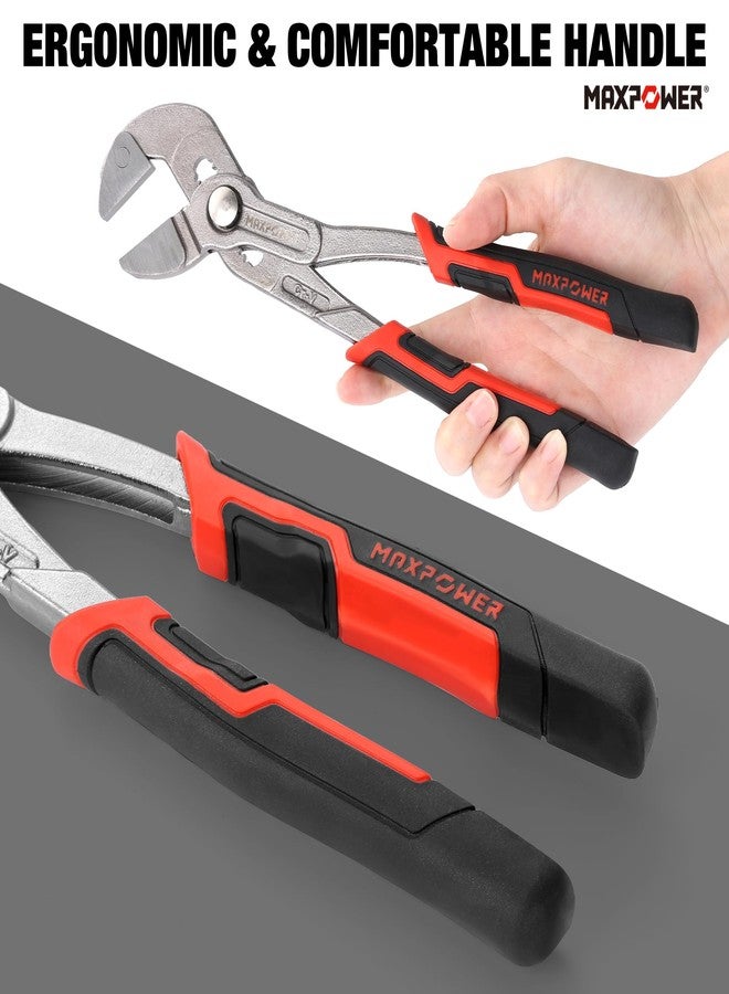 MAXPOWER Pliers Wrench, 7”&10” Pliers Wrench Set with Smooth Jaws, Soft Grip Rubber Handles - Image 4