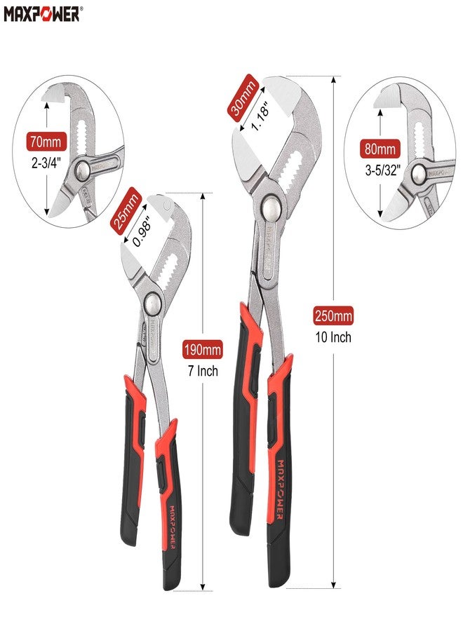 MAXPOWER Pliers Wrench, 7”&10” Pliers Wrench Set with Smooth Jaws, Soft Grip Rubber Handles - Image 2